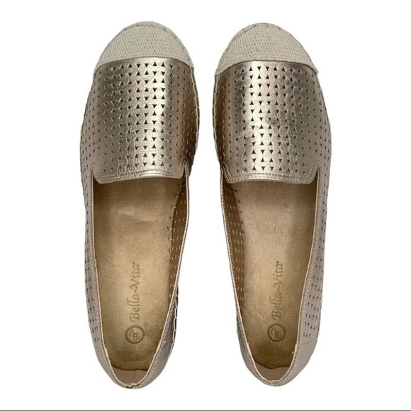 Bella Vita Channing Champagne Perforated Leather Womens Loafers Size 11 Wide - Picture 5 of 12